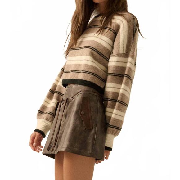 NEW PROMESA striped dolman sleeve sweater in taupe - Picture 3 of 4